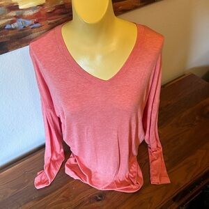 Cabi size S but oversized, V neck T.  Work one time.